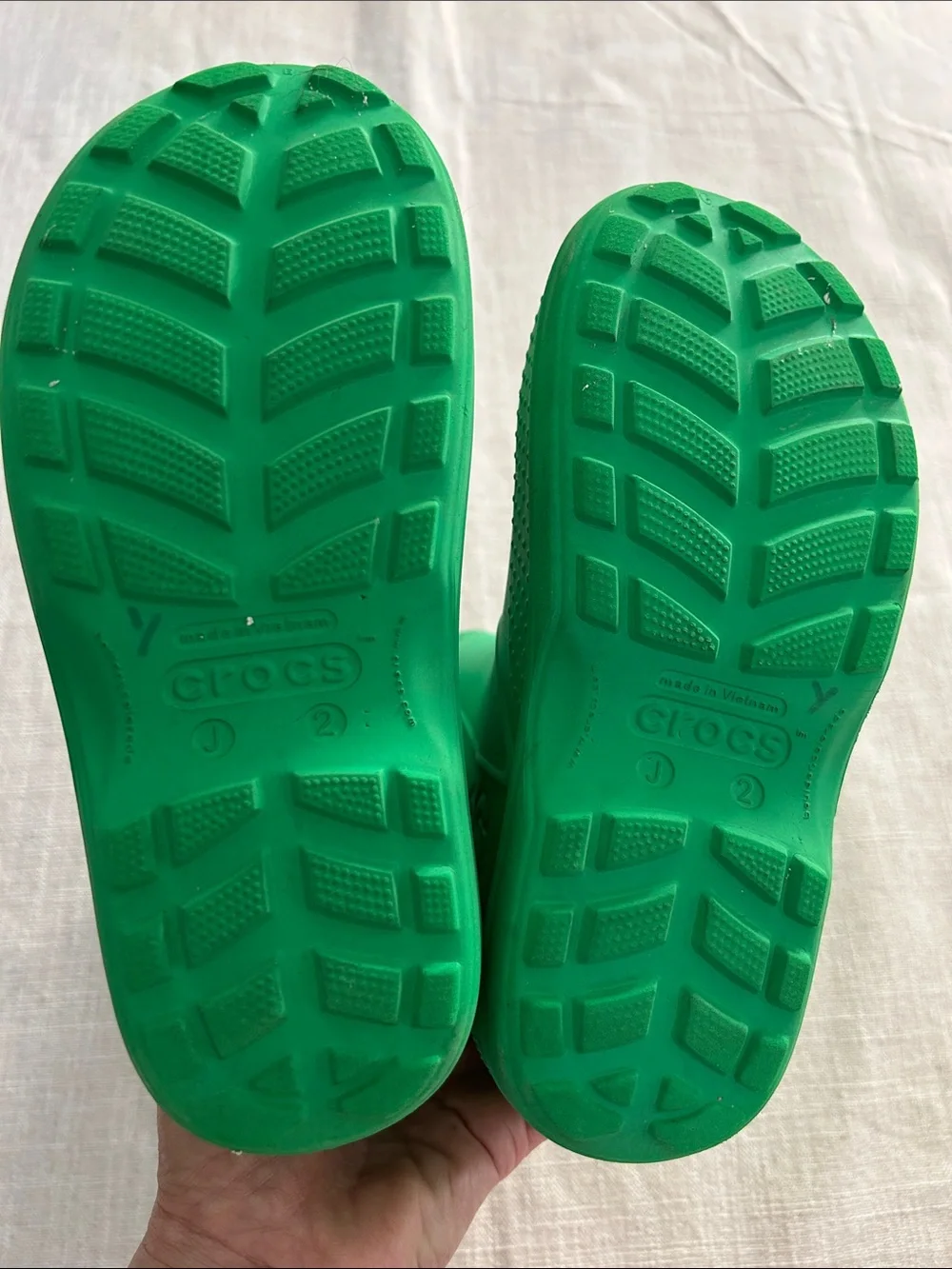 CROCS Handle It Rain-boot Kids' Green Size 2 Waterproof Playful Boots